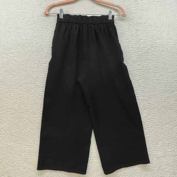 Lululemon Pants Womens 2 Black Noir Crop Wide Leg Waist Tie Mid Rise Pleated - Picture 2 of 10